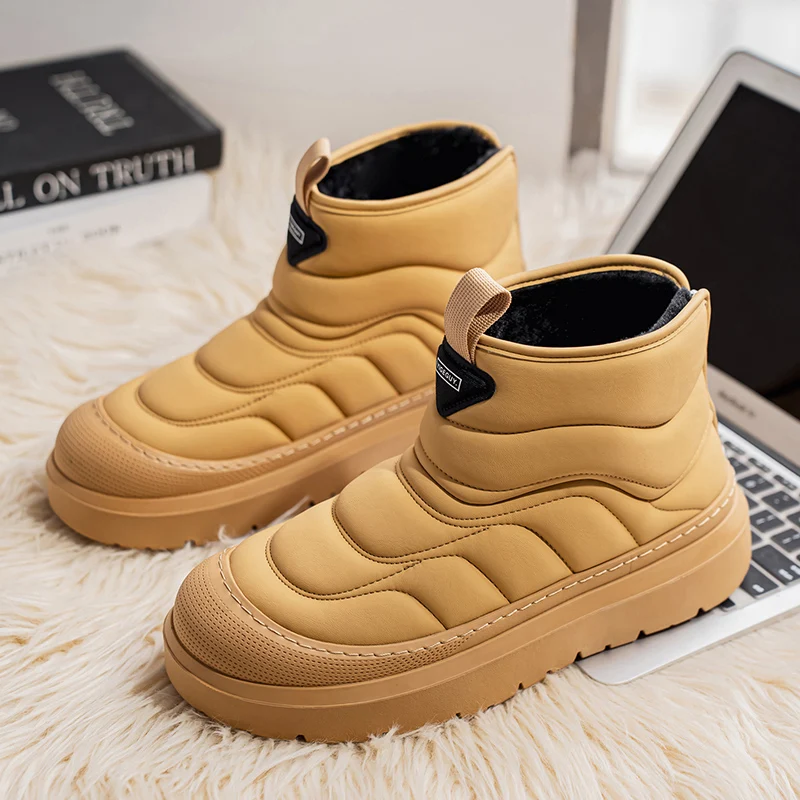 

Winter cotton shoes men's high top snow boots plush warm casual shoes fashionable and cold resistant thick soled cotton boots