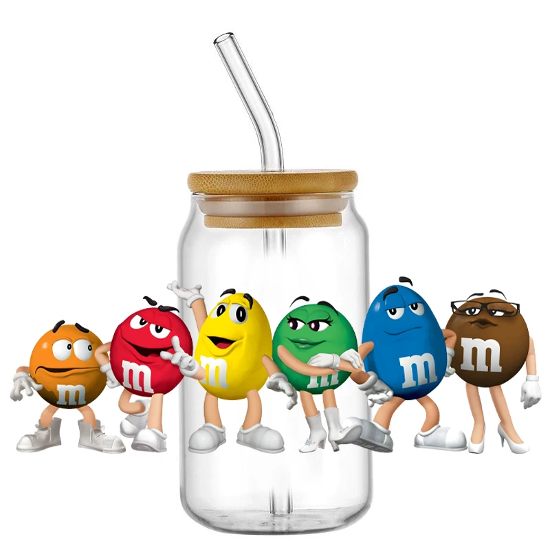 

Цветные шоколадные бобы, водостойкая кружка «сделай сам», наклейки для телефона, 3D переводы, наклейки UVDTF, 16 унций, УФ-обертывания для чашек DTF для очков Libbey