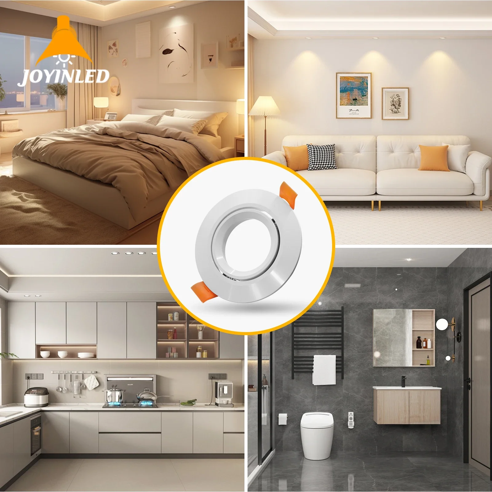 Aluminum Adjustable Led Spotlights White Round Shape Die-Casting GU10 Fixture Recessed Downlight MR16 GU10 Ceiling Light Fitting