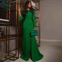 Vestido de noche de sirena elegante, manga larga, abertura alta, botones, vestidos de fiesta, vestido de ocasión Formal, Arabia Saudita, moda de belleza, 2024