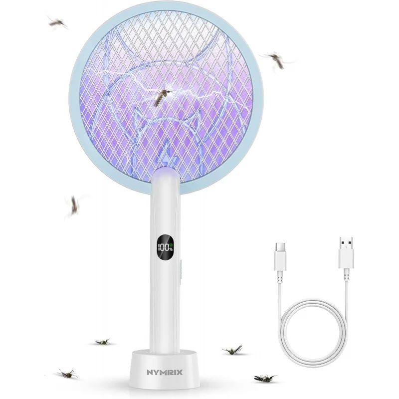 

2 in 1 Electric Fly Zapper Bug Swatter Handheld 4100V Mosquito Killer Lamp 1800mAh Rechargeable for Indoor Outdoor Home Garden