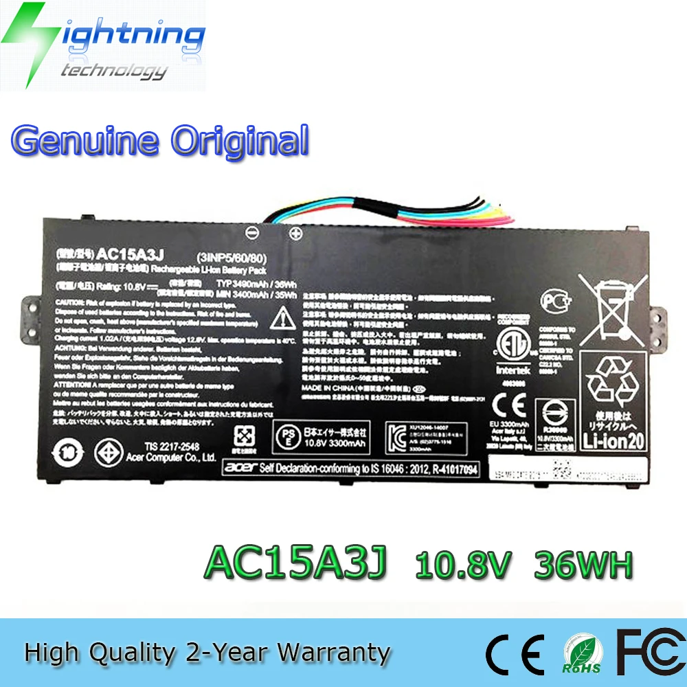 Brand New Genuine Original AC15A3J 10.8V 36Wh Laptop Battery for Acer Chromebook R11 C735 CB3-131 C738T CB5-132T AC15A8J