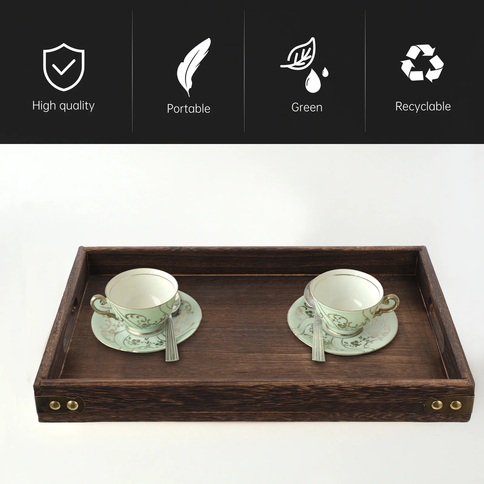 

Wooden Tea Tray Fruit Bread Sushi Pizza Serving Food Storage Tray Elegant Home Kitchen Dining Room Decor