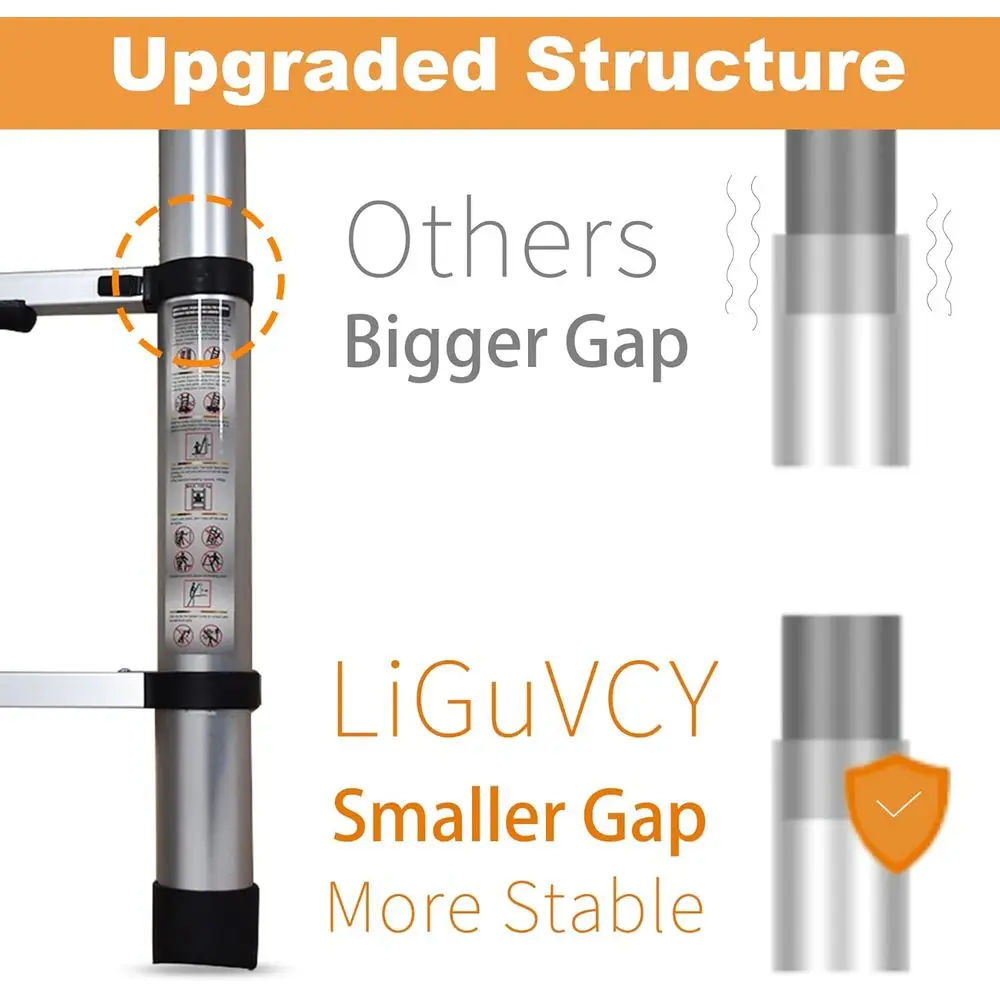 Extension Ladder 12.5 T, Lightweight Collapsible Ladder for Step or RV Attic Home, 300 LB Capacity