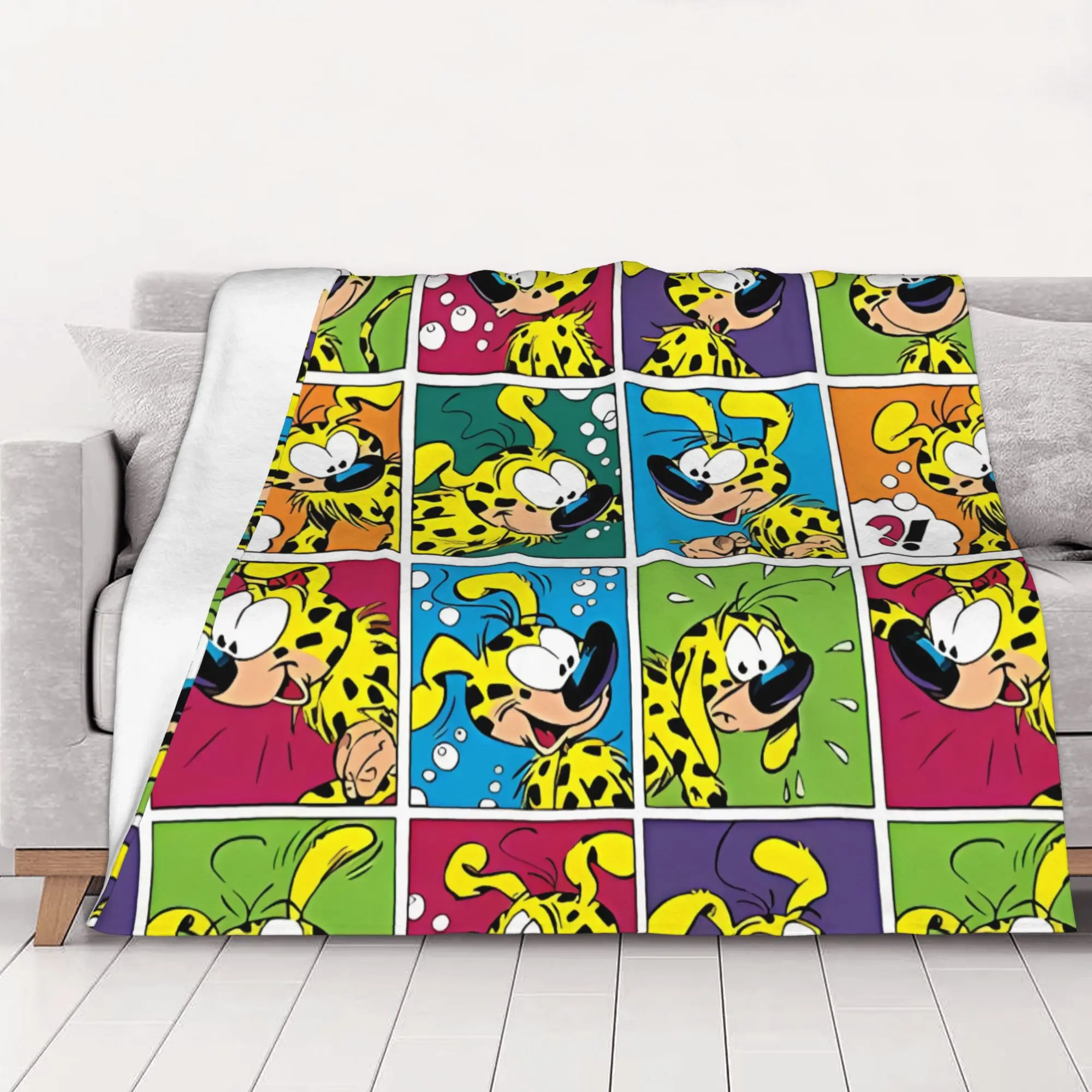 1PC home Cutecore Marsupilami Squares Marsupilami Blanket Super Cosy Plush Home Living Room Sofa halloween