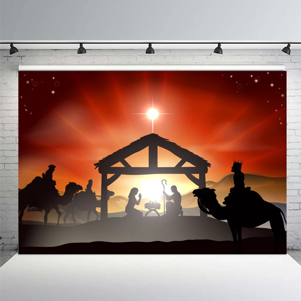 Christmas Jesus Birth Backdrop Nativity Scene Christian Holy Cross Bible Xmas Baby Child Photo Photography Background Studio