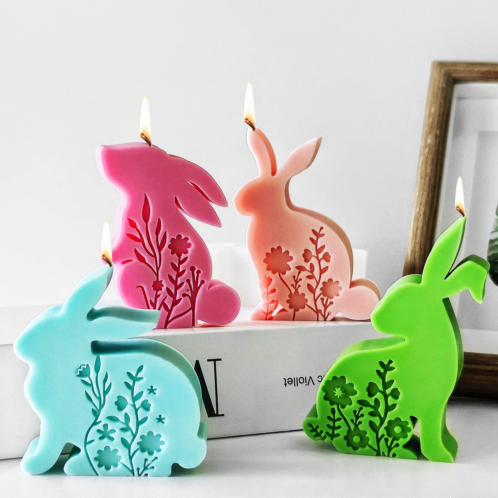 

3D цветок кролик силиконовая форма для свечей пасхальный кролик тисненая форма ароматерапия гипсовое мыло форма для рукоделия домашний декор подарки