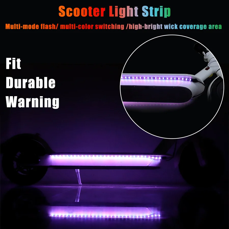 Waterproof LED Strips Flashlight Bar Lamp For Xiaomi M365 / Ninebot Max G30  Scooter Foldable Colorful Chassis Light Decorations