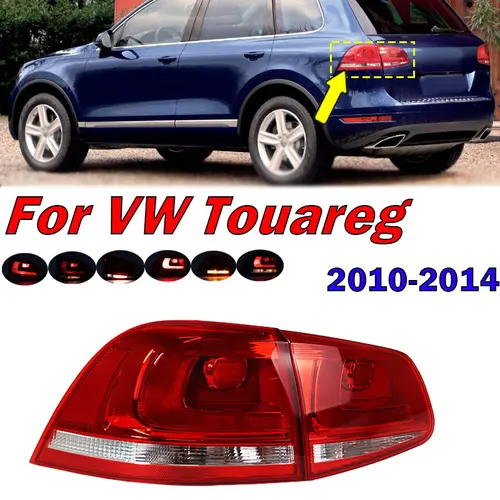 Imagen 1 del producto Accesorios para coche, luz trasera, lámpara de señal de freno de advertencia para Volkswagen VW Touareg 2010 2011 2012 2013 2014, conjunto de luz trasera