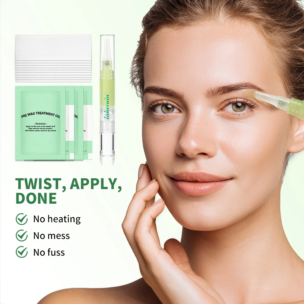 제모 세트 헤어 & 페이퍼 왁스 제모 펜 눈썹 및 얼굴 털용 부드럽고 오래 지속되는 제모 키트