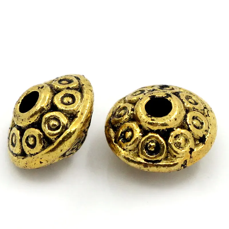 Vintage Loose Spacer Bead Bicone Flying Saucer Dot Carved Antique Bronze Color Metal Beads DIY Necklace Jewelry 30/70/100/200pcs