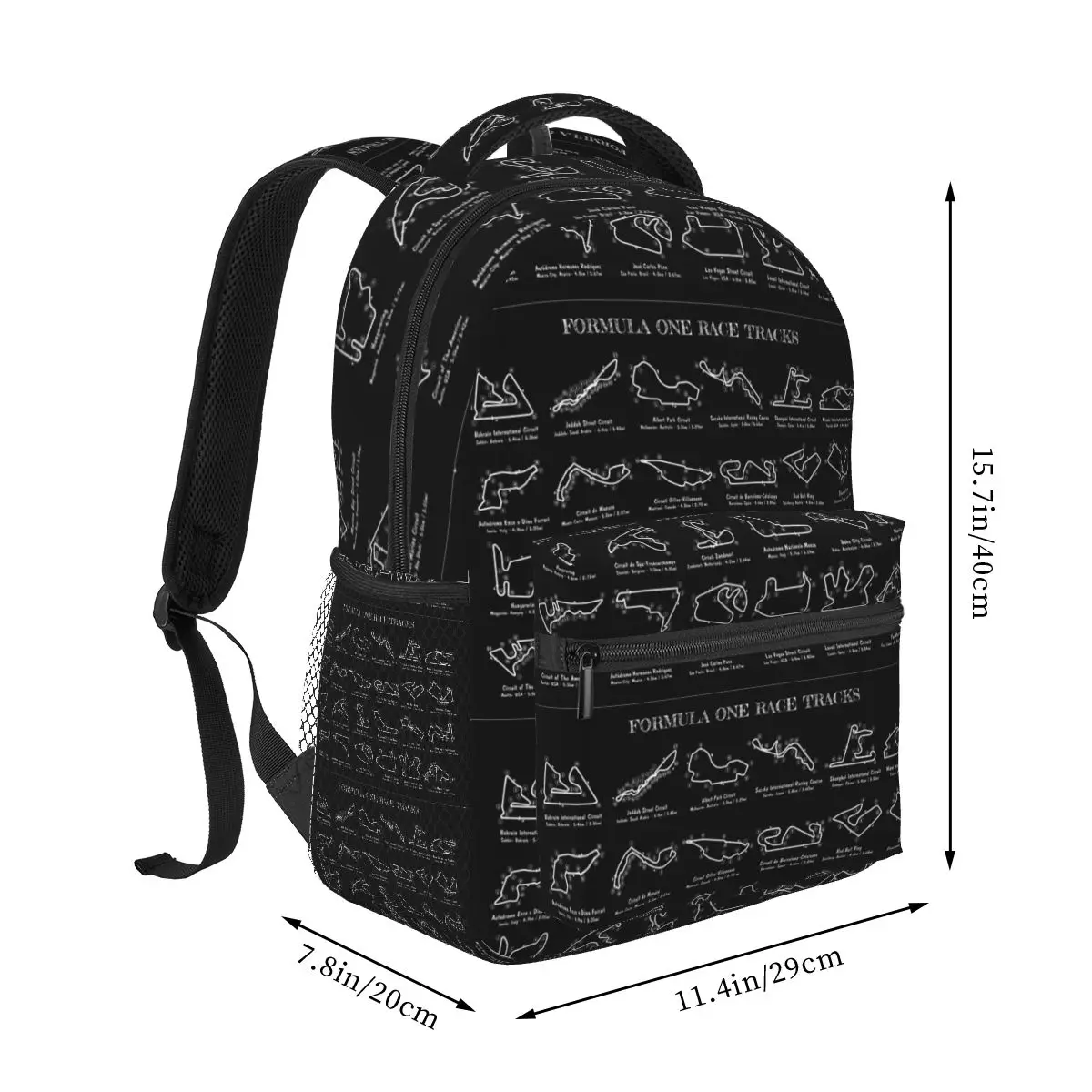 F1 Race Tracks (White Stencil-No Background) Backpacks Boys Girls Bookbag Children School Bags Travel Rucksack Shoulder Bag