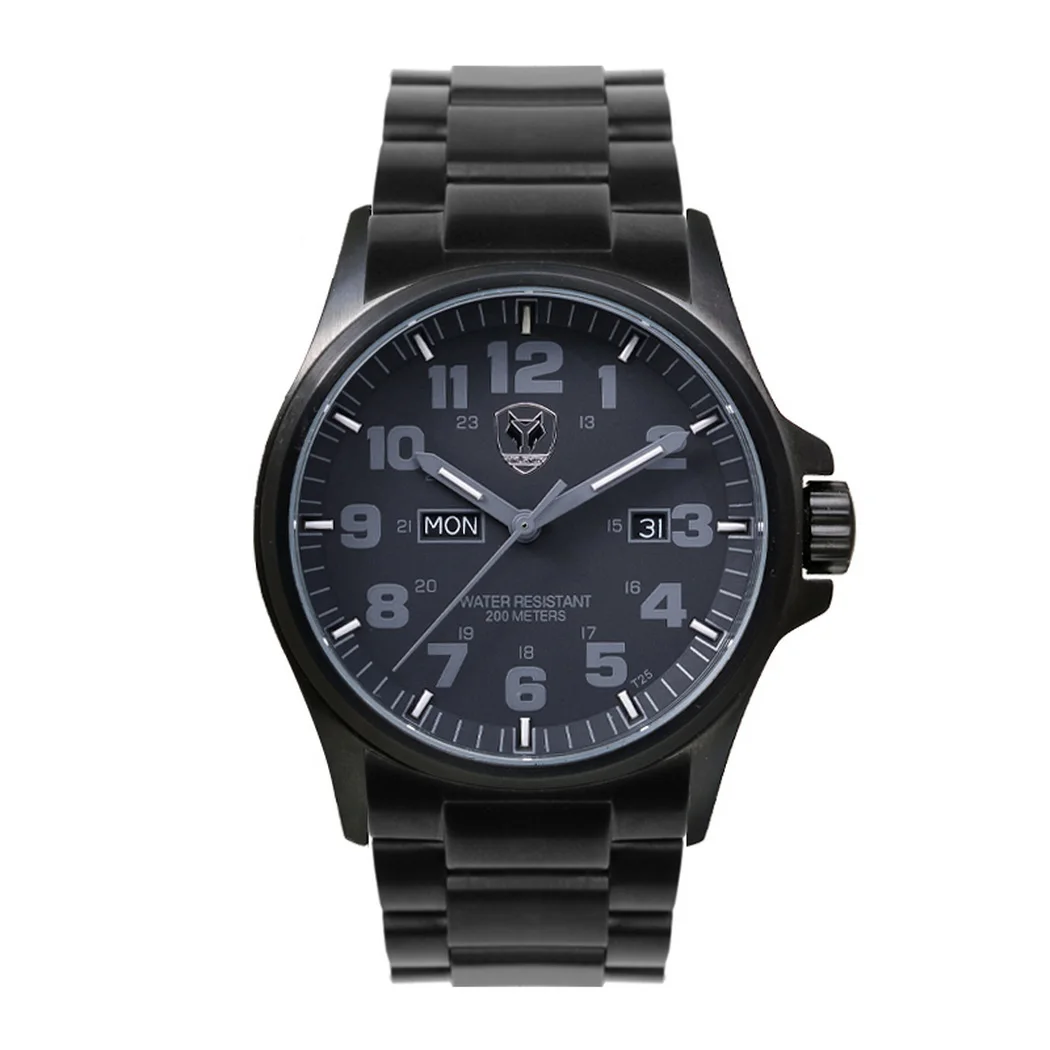 Hnlgnox Men Pilot Watch 44mm Sport Watch Military Black 20ATM Waterproof Quartz Wristwatch Luminous Dual Calendar Week Date