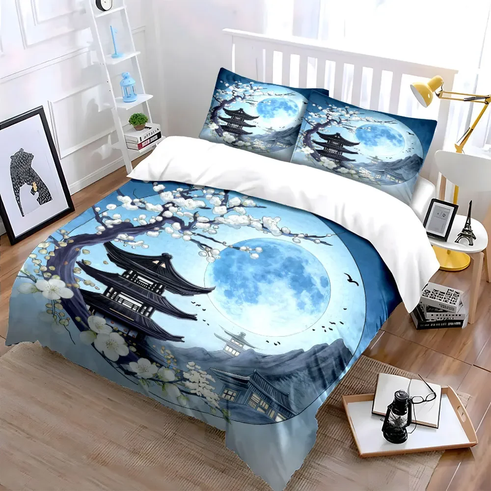 Japanese Scenery Art Decor Set Soft Comfortable Duvet Cover Bedding Set Included 1*Duvet Cover & 2*Pillowcases, gift