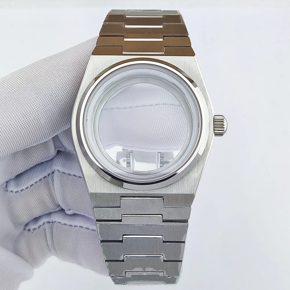 40mm caso de relógio masculino luxo 316l aço inoxidável vidro safira à prova dwaterproof água caso se encaixa 31.8mm dial caso nh35 caso relógio