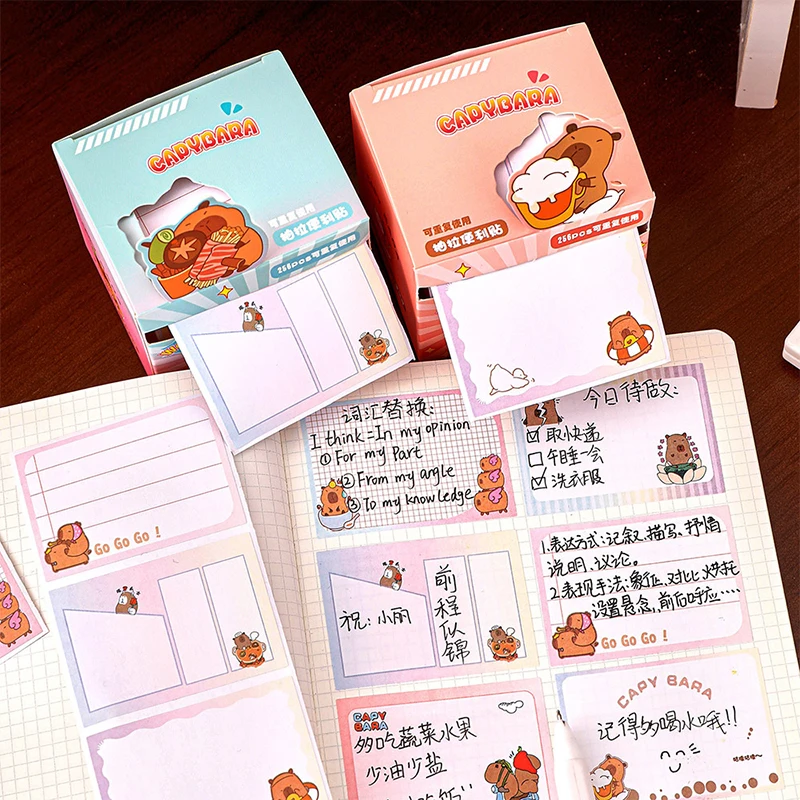 256Sheets Cartoon Capybara Sticky Notes Creative Convenience Book Cute Planner Stickers Stationery Student Birthday Present