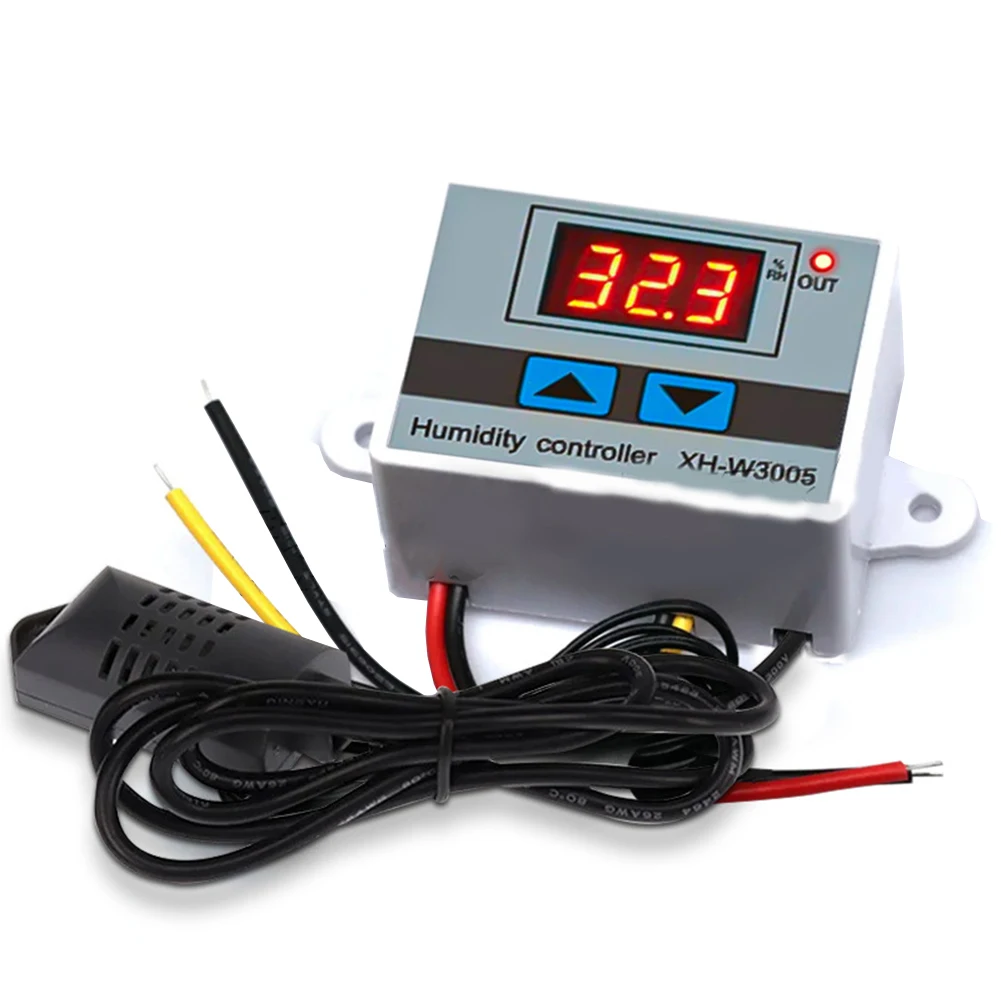 Digital Humidity Meter Hygrometer Controller Relay W3005 1500W AC110-220V 10A Regulator Humidity Sensor 00%-99%RH Moisture Range