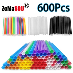 100-600Pcs Large Color & Black Milk Tea Straws White Drinking Straws Milkshake Straws Bubble Tea Straw Party Wedding Wholesale