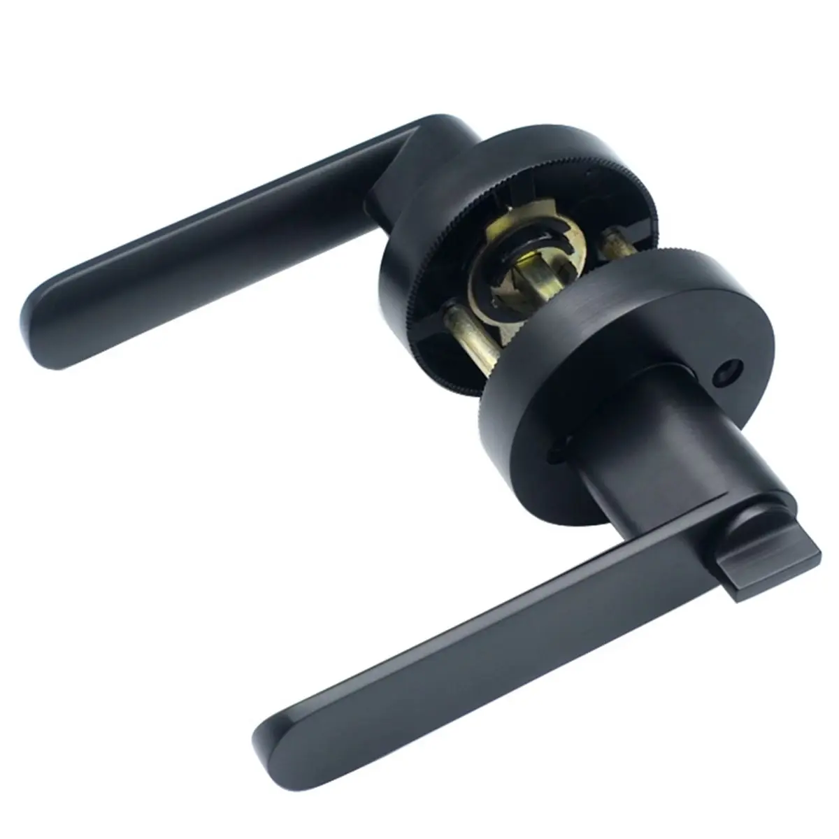 ABSF Zinc Alloy Indoor Door Lock with Silent Operation, Keyed Exterior, 60mm Cylinder - Brushed Silver Black