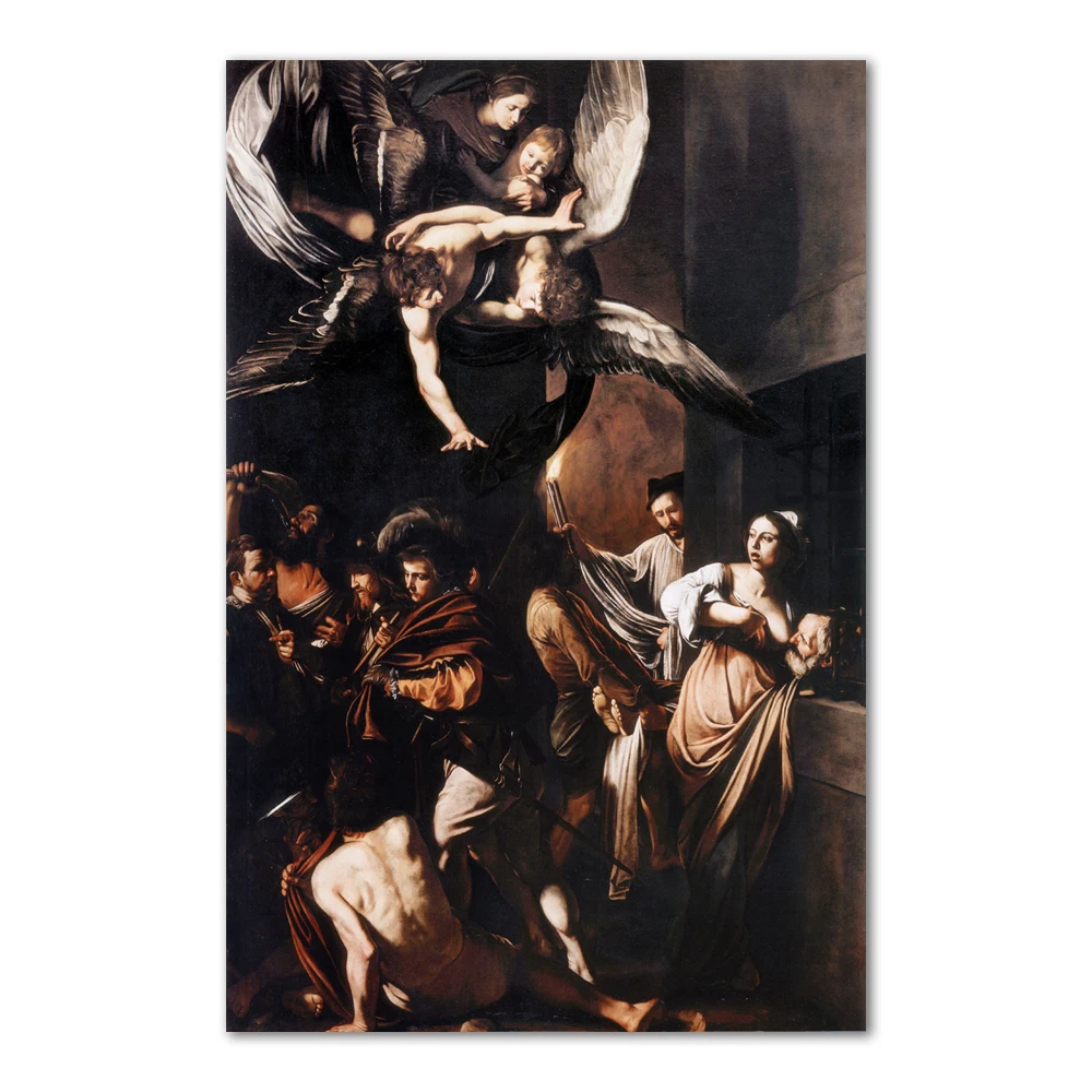 كارافاجيو سبعة أعمال الرحمة قماش اللوحة المنطقة المسيحية ملصق جدار ديكور فني