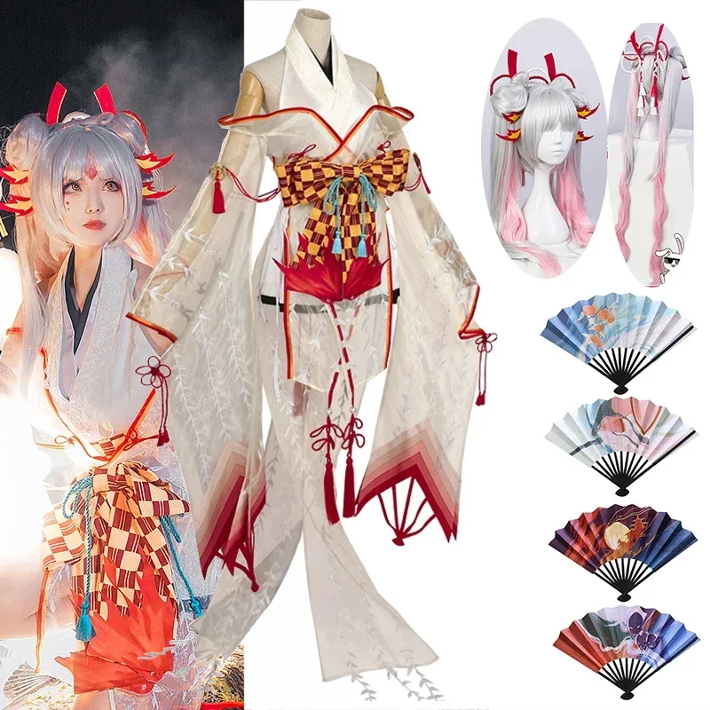 Game Onmyoji SSR Shiranui Diver Ali Kimono Cosplay Costume Uniform Dress Halloween Cosplay Costume And Wig For Women Men 10PCS M