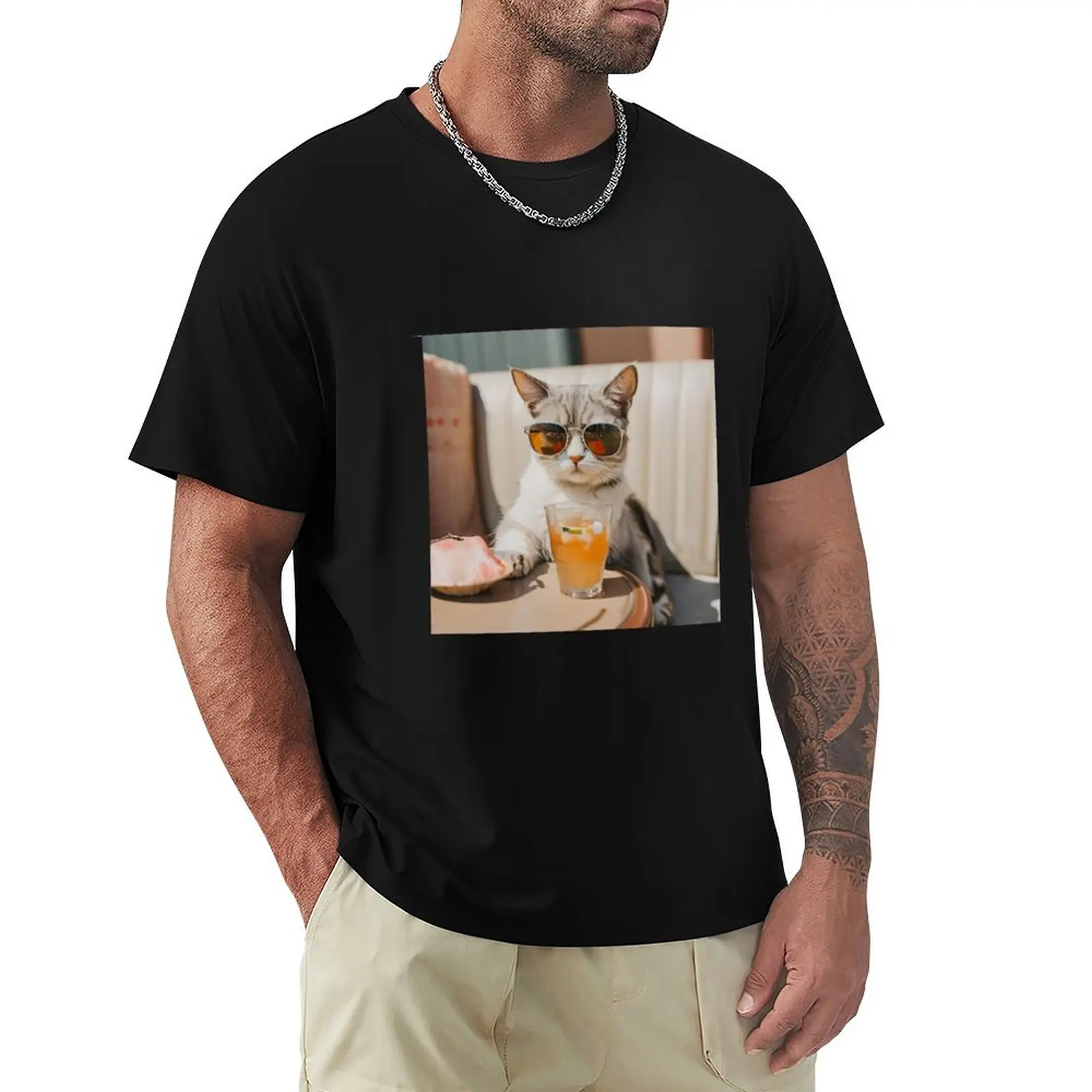 

A cat relaxing in the sun T-Shirt Casual Loose Daily Wear T-Shirt