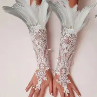 Fashion Feather Sleeve Cuffs Gloves Party Cosplay Lace Wrist Cuffs Fur Sleeve Furry Accessories Carnival Stage Show Costume 3