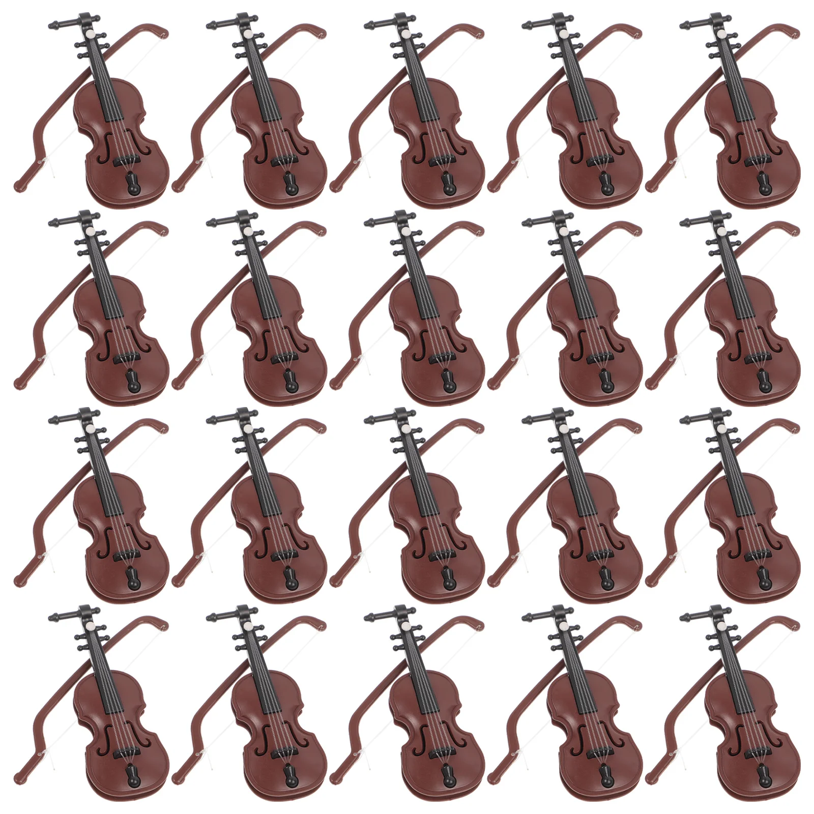 20 Sets Crafts Violin Mini Work Baby Christmas Ornaments for Kids Furniture Violins Plastic Decor Accessories