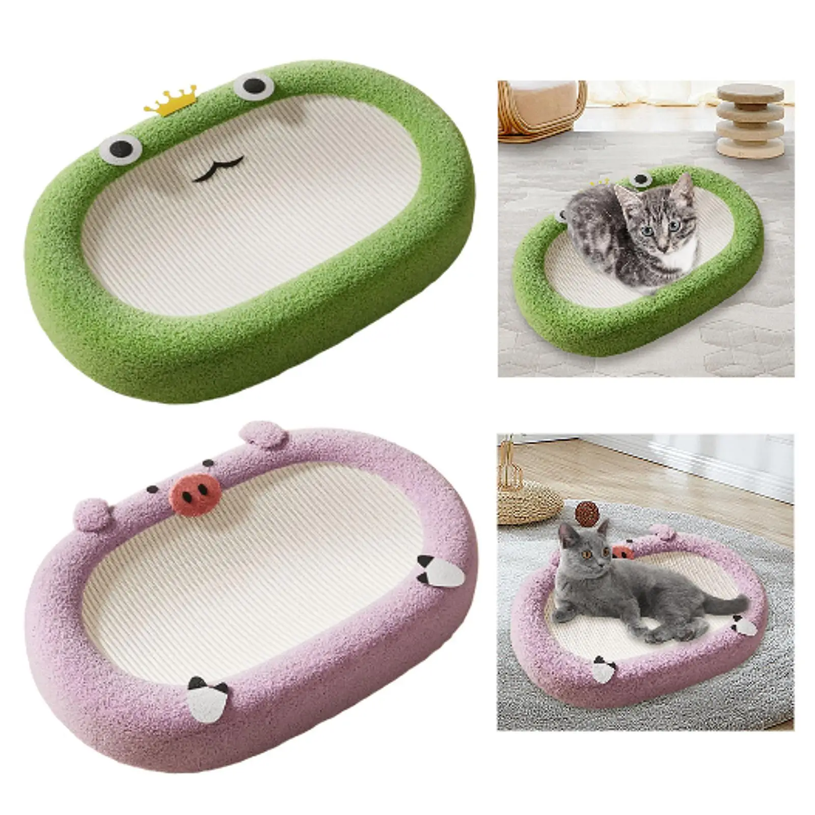 

Cat Scratching Bed Oval Cat Nest Sisal Cat Scratcher Cat Scratch Lounge Bed Scratching Pad for Indoor Cats Sleeping Playing