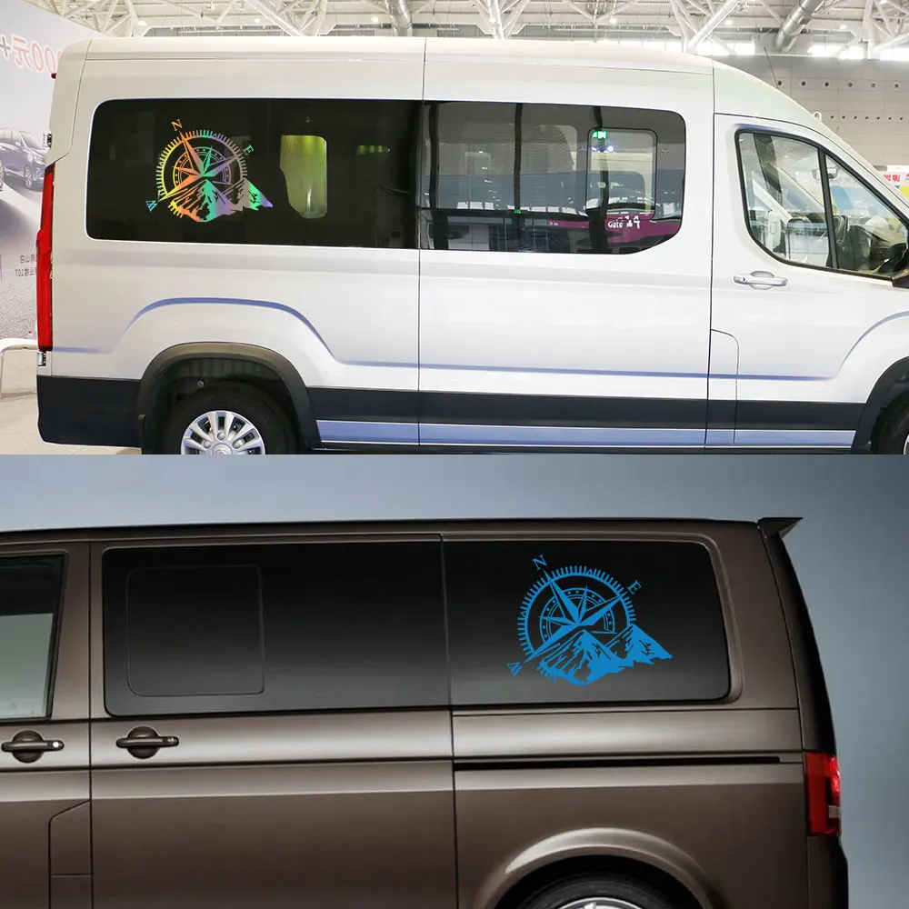 ملصقات السيارات شاحنة التخييم البوصلة الرسومات الجسم ديكور الفينيل فيلم الشارات ل Volkswagen VW Transporter T4 T5 T6 اكسسوارات