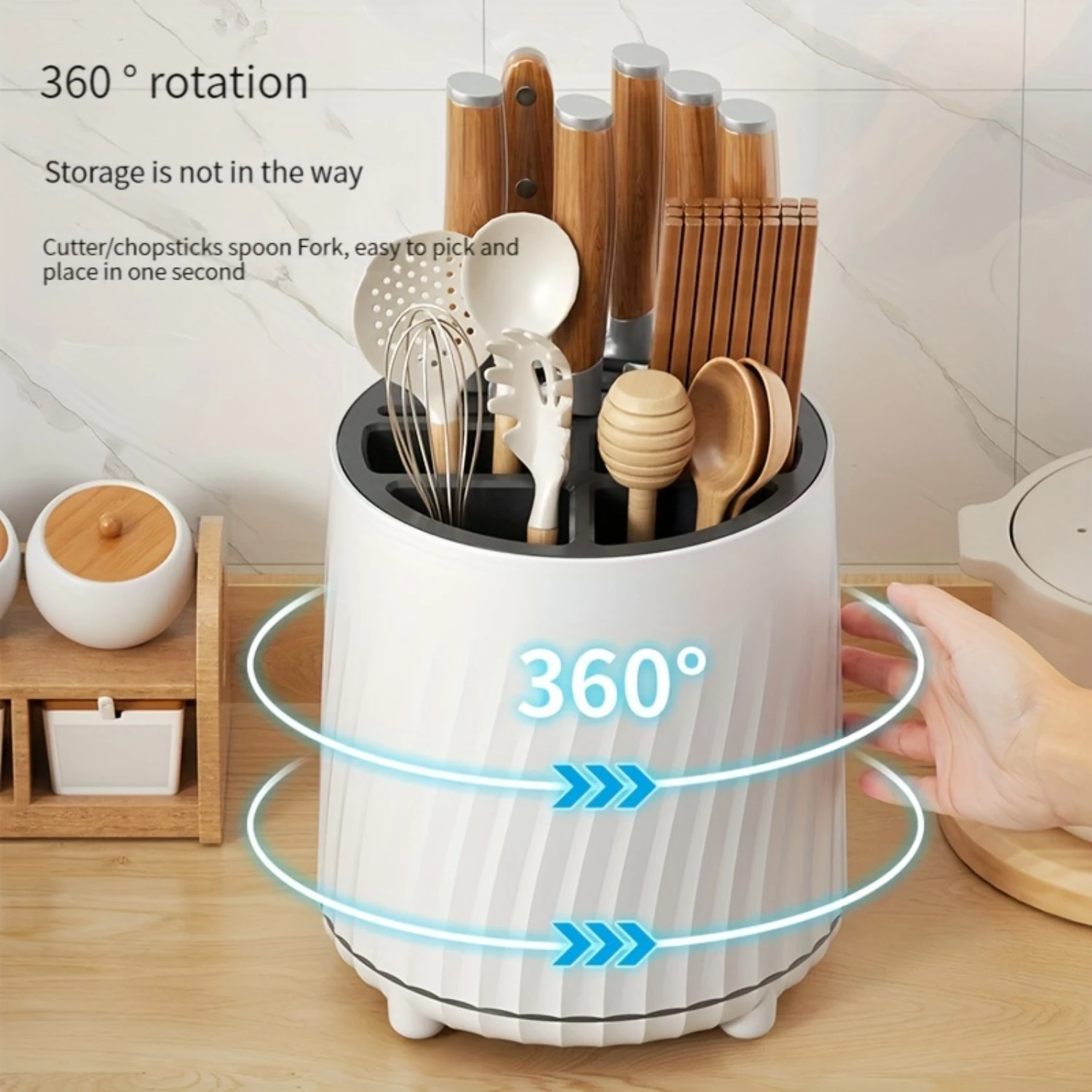 

Rotating Utensil Holder – Multifunctional Kitchen Caddy with Cutlery Drainer and Organizer Skincare organiser Ring box Jewelry