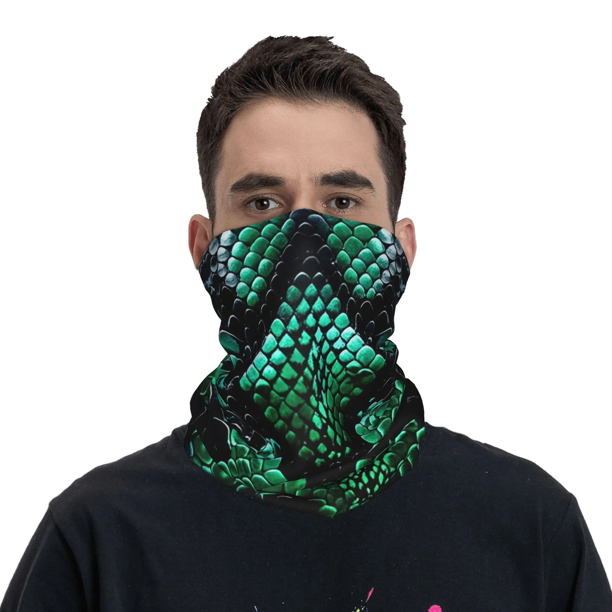 Animal Print Pattern Snake Scale skin Bandana Neck Gaiter Printed Mask Scarf Multi-use Headwear Cycling For Men Women Adult