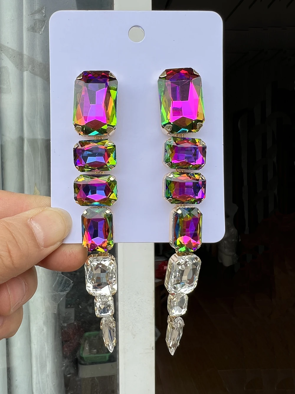 Boho Long Tassel Woman Earrings Big Rhinestone Drop Earrings For Women Crystal Dangle Earrings Fashion Jewelry Accessories Gift