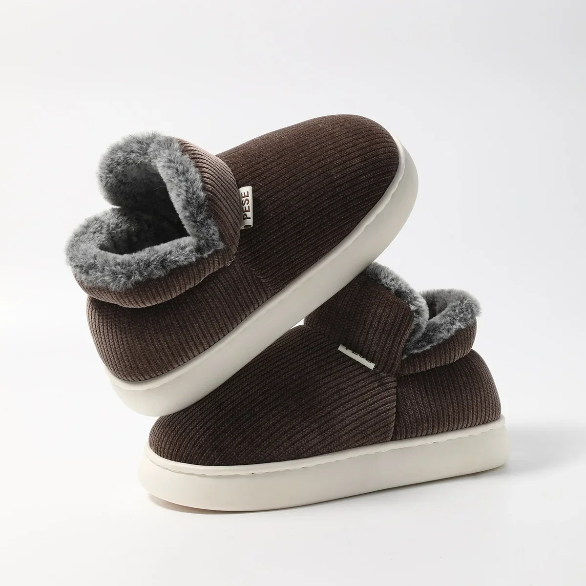 الرجال والنساء شتاء دافئ نعال من القطن أفخم داخل لينة سميكة وحيد أحذية منزلية عدم الانزلاق مريحة المنزل الأحذية الموسم البارد #6