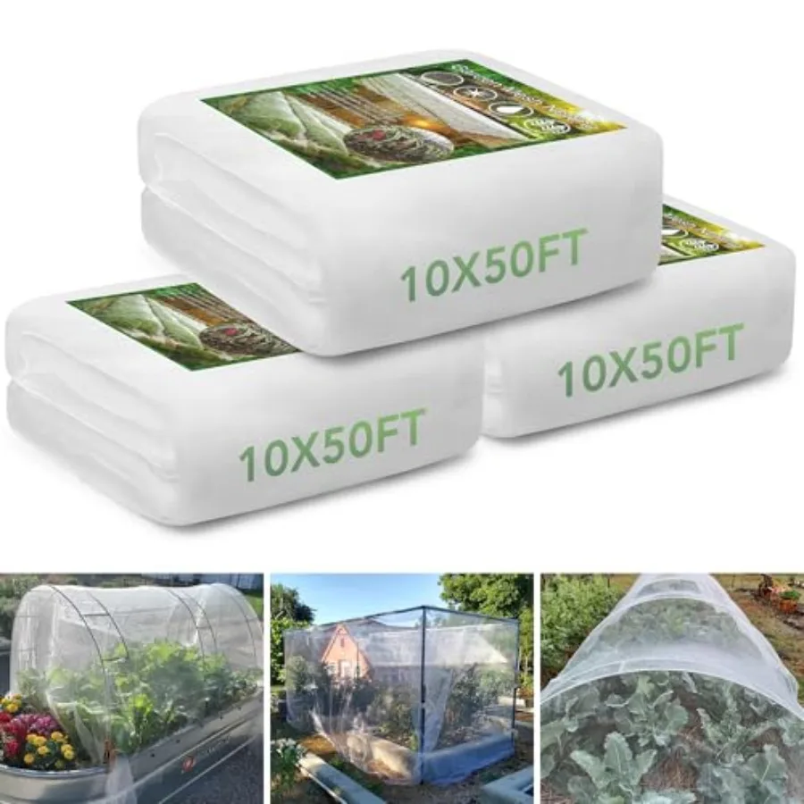

Garden Netting 10 X 50 Feet 3Pack Ultra Fine Garden Mesh Plant Netting for Garden Protection Row Cover Raised Bed Screen Protec