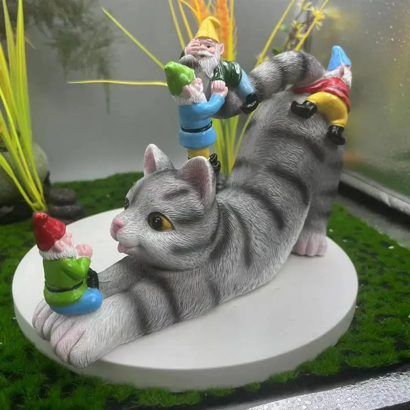 Outdoor Cat Statues For Garden Resin Outdoor Animal Statues Miniature Cat Figurines Charming Cat Garden Decor Garden Ornaments