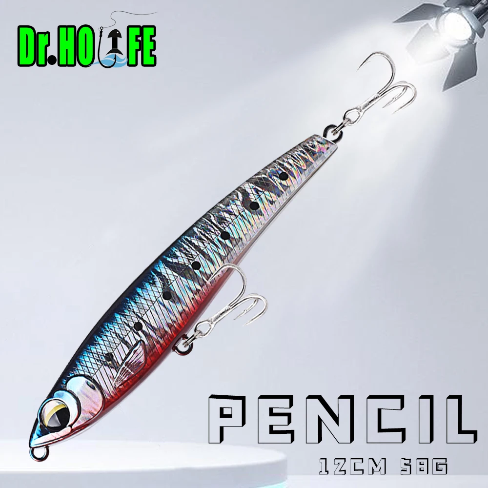 Dr.Holife 1PCS Pencil Bait 12CM 58G Artificial Bait Hard Plastic Pencil Fishing Lure Saltwater Sinking Baits With Long Casting