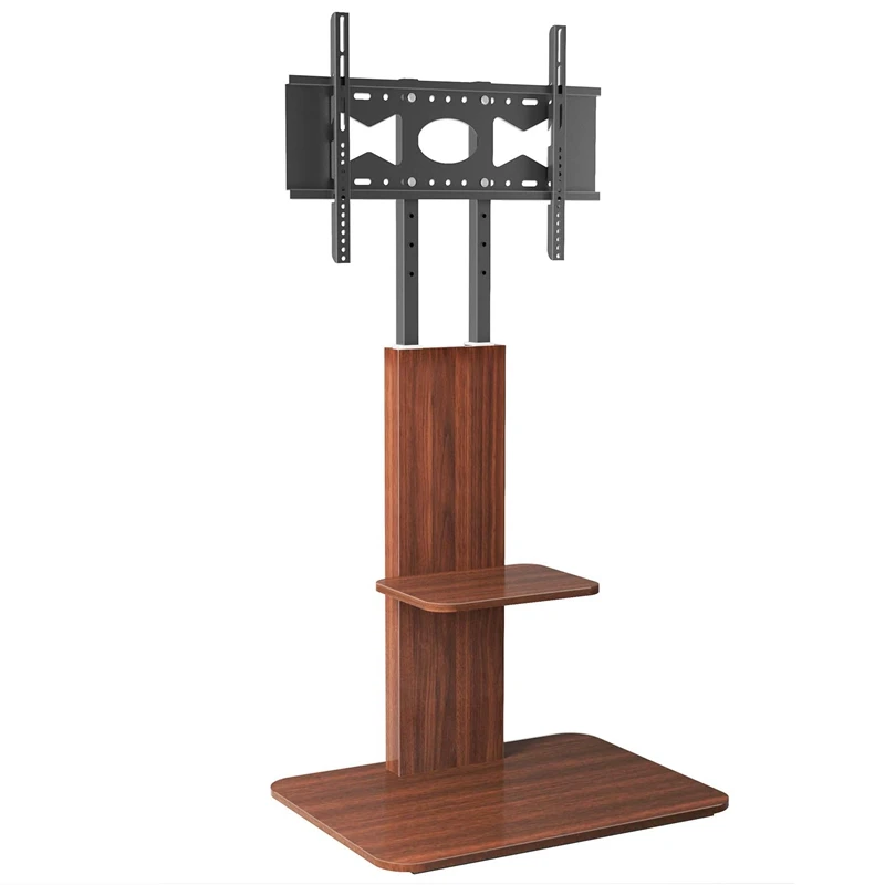 

Height-adjustable wooden TV floor stand with 32-65 inch wooden shelving