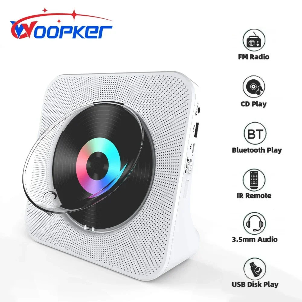 

Woopker KC-806 Портативный CD-плеер 5.0 Bluetooth 2.0 Динамик Стерео трек Инфракрасный пульт дистанционного управления Поддержка FM-радио CD/CD-R/CD-RW