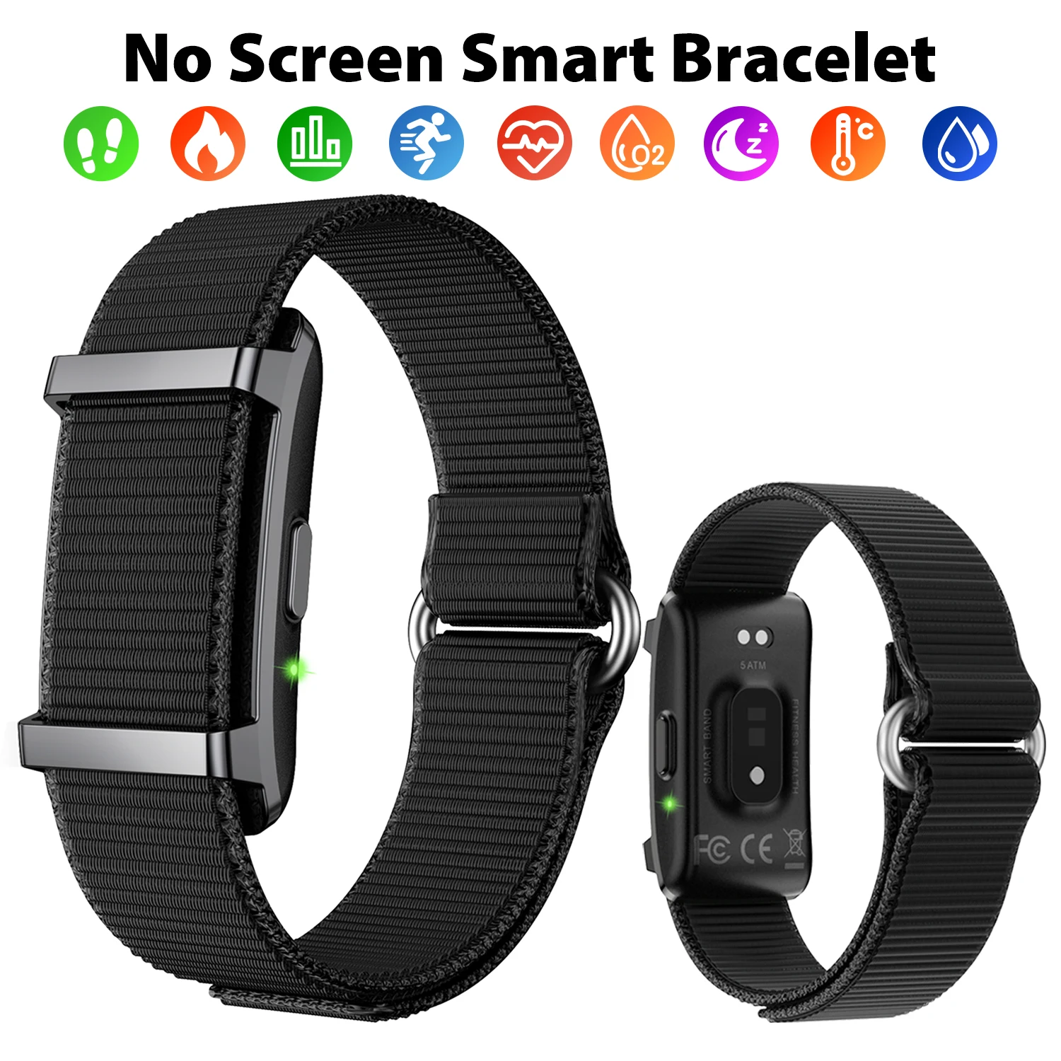 

No Screen Smart Watch Bracelet Sports Fitness Tracker Health Heart Rate Sleep Monitor 1ATM Waterproof Outdoor Smart Wristband