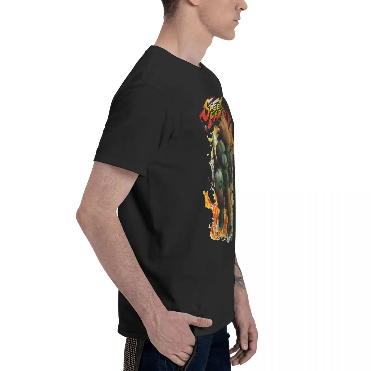 Camiseta S-Street Fighter masculina, 100% algodão, gola redonda, manga curta, roupa de verão, novidade