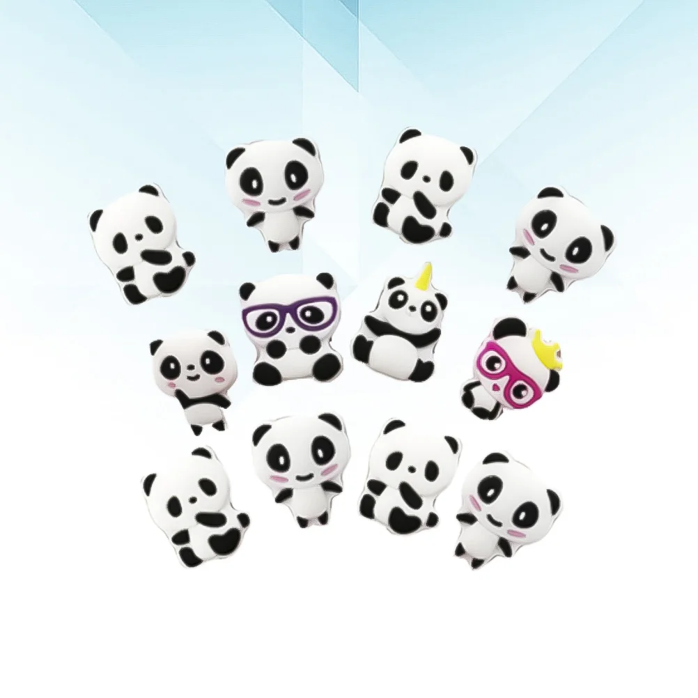 12pcs Panda Shape Rings PVC Children Rings Adorable Decorative Jewelry Birthday Party Favors Gifts for Kids (Size L, Random