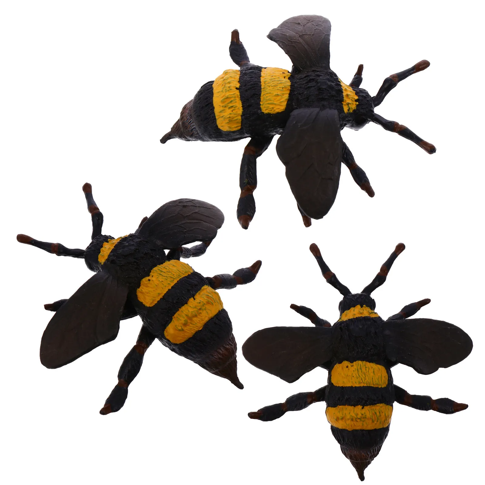 3Pcs Lifelike Bee Design PVC Decorative Props for Kids Intelligence Building Desktop Display Party Theme Insects