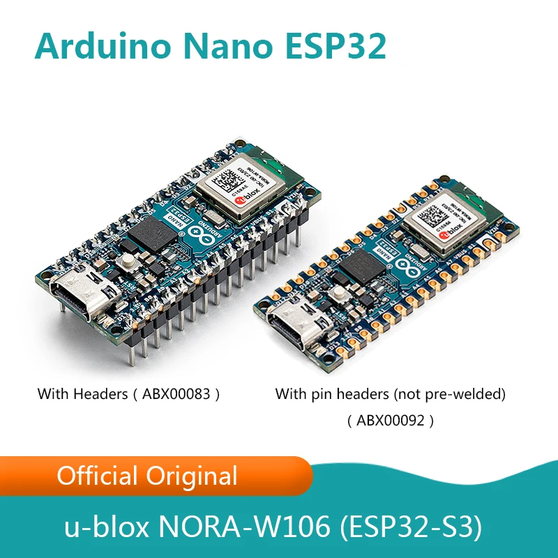 

Official Original Arduino Nano ESP32 ABX00083 ABX00092 Development Board U-box NORA-W106 (ESP32-S3)