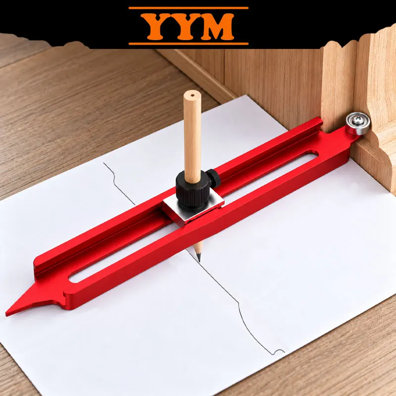 YYM Woodworking Contour Gauge Profile Duplicator, Edge Corner Measuring Scribe Tool with Adjustable Pencil Holder