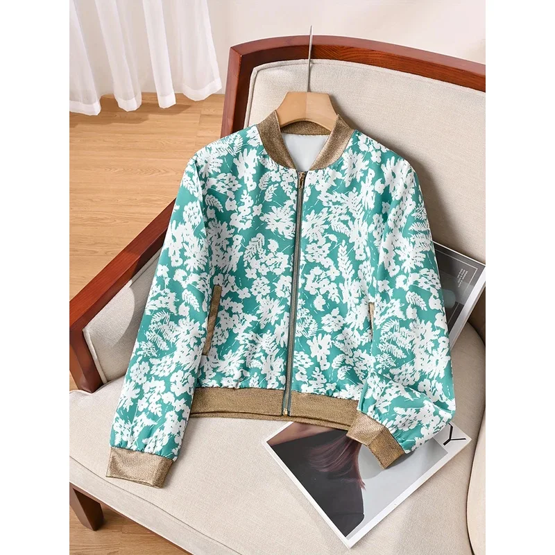

Короткие пальто с цветочным принтом для женщин, весенняя крутая женская одежда, лоскутная женская куртка на молнии, пальто, новая верхняя одежда
