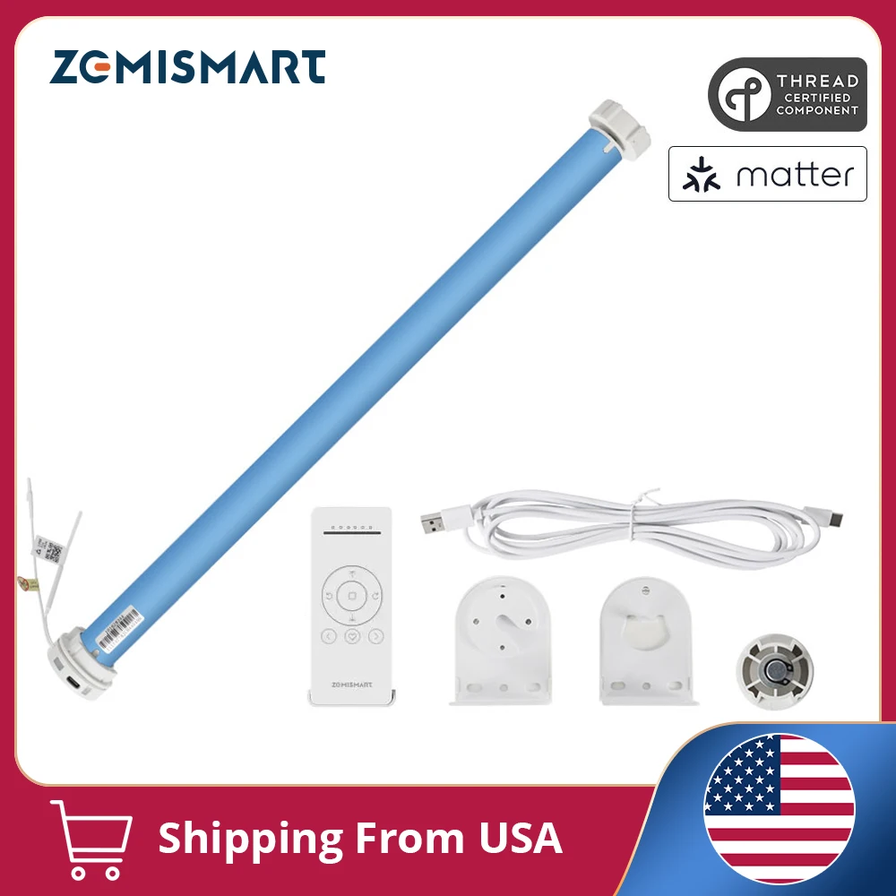 

Мотор Zemismart Matter Thread для рулонных штор с аккумулятором, для трубок 37 мм и 38 мм, поддержка Alexa, HomeKit, Google Home, SmartThings