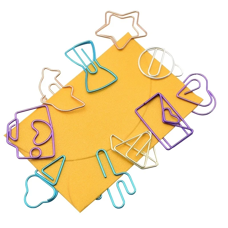 10pcs Colorful Metal Hollow Paper Clip Bookmark Clips Colorful Binder Pins School Office Supplies