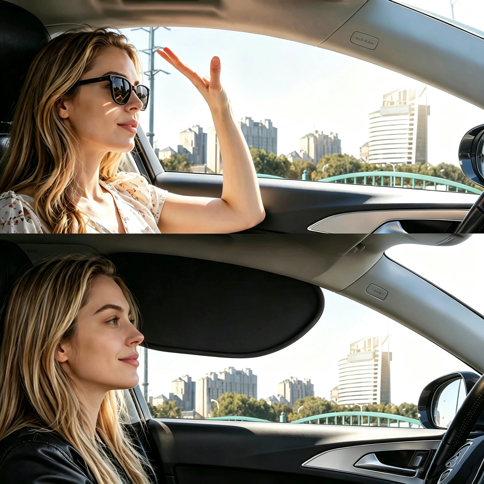 2PCS Universal Car Sun Shade Window Screen UV Protection Anti-Glare Static Cling Sun Block for Windshield Side Rear Windows