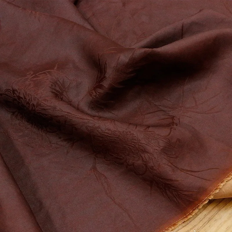 

28mm red gauze plain jacquard satin full silk fabric dress shiny